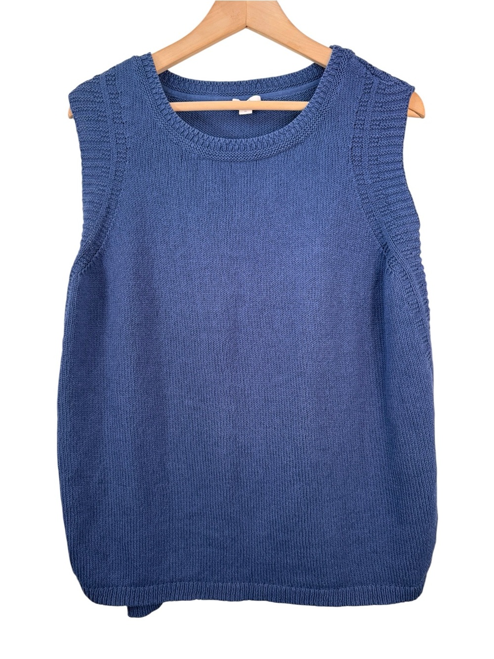 J Jill 2X Blue Knit Sweater Vest 100% Cotton Sleeveless Shell Pullover Tank